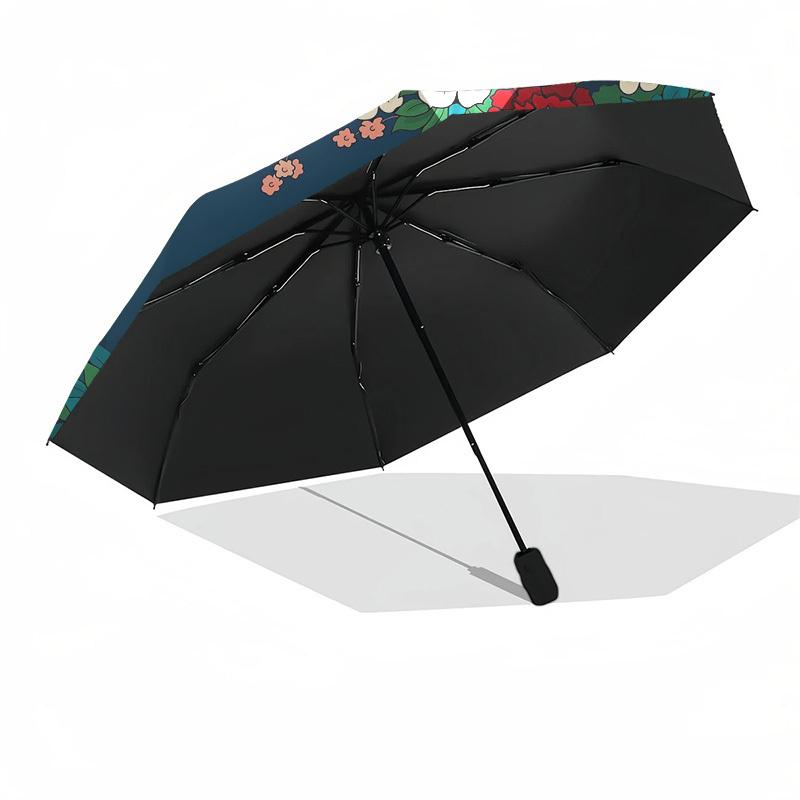 1pc Japanese Floral Moon Landscape Umbrella with Plastic Handle,Vibrant Cartoon Pattern,Multi-functional UmbrellaPT142