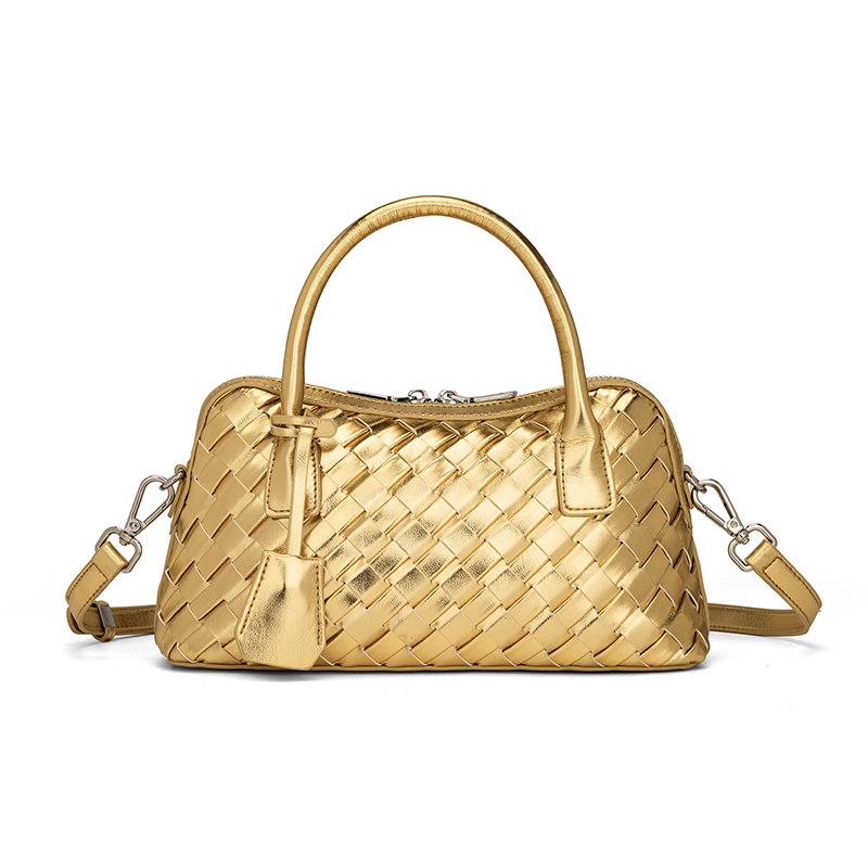 Handwoven Women s Crossbody Bag with European  & American Flair 27x8x14cm золотой