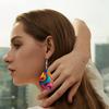 2 Pairs Boho Abstract Multicolored PU Leather Earrings Y2K Style Fashion Earrings Holiday Gifts for Friends Party Fashion Accessories Elegant Earrings