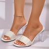 Fashion Classic Square Toe Transparent Pvc Slippers Women 2025 Summer Square High Heels Shoes Women Sexy Slip On Plus Size Dress Shoes