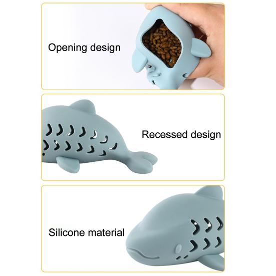 Fish-Shaped Cat Treat Dispenser Toy Cat Puzzle Slow Feeder Interactive Silicone Chew Toy for Indoor