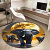 1Pc Elephant Circular Print Rug - Home Decoration Carpet For Living Room Bedroom Flooring Computer Chair Area Rug