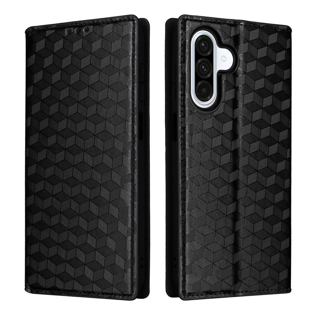 For Samsung Galaxy A17 5G Case Wallet Rhombus Imprinted Leather Phone Cover