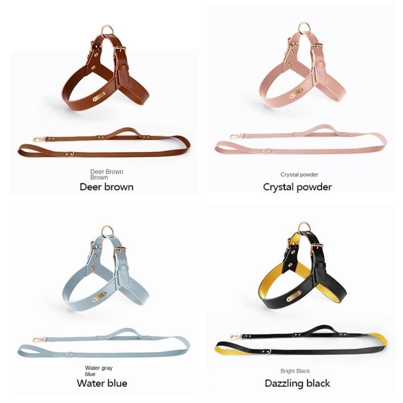 Waterproof Leather Dog Breast Strap Hand Holding Rope Vest-Style Medium Large Dog Explosion-Proof Leash Outing Pet Supplies
