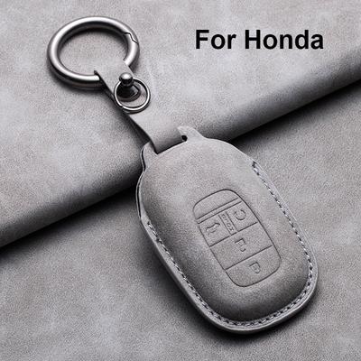 Leather Cover Protector Holder Car Remote Key Case Fob For Honda Civic Accord Hr-V Cr-V Crv 2 3 4 Buttons Keychain Accessories