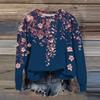 Women's Fashion Printed Long Sleeve Loose Round Neck Sweatshirt Top Fall