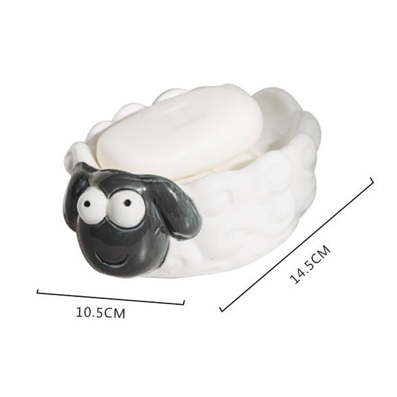 

1 шт. Керамическая мыльница в форме овечки с дренажем, мыльница для ванной, держатель для мыла для душа, тарелка для хранения губки, кухонные и ванные аксессуары