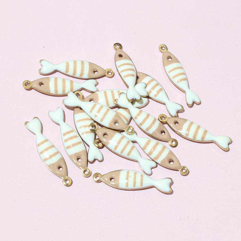 20pcs 18x5mm Stainless Steel Fish Enamel Charms Pendant Stainless Steel DIY Jewelry Making Accessories Findings 