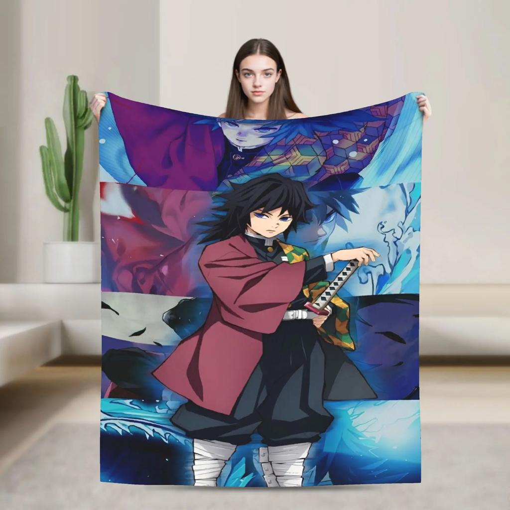 Tomioka Giyu Warm Plush Throw Blanket For Girls And Boys Soft Flannel Sofa Bedspread Home Decor Street Trend Cover