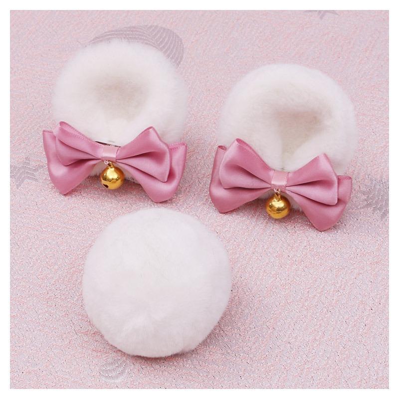 Ręcznie robiony uroczy klips do włosów olita z koronką, akcesoria z uszami zwierząt, spinka do włosów z uszami misia i ogonem