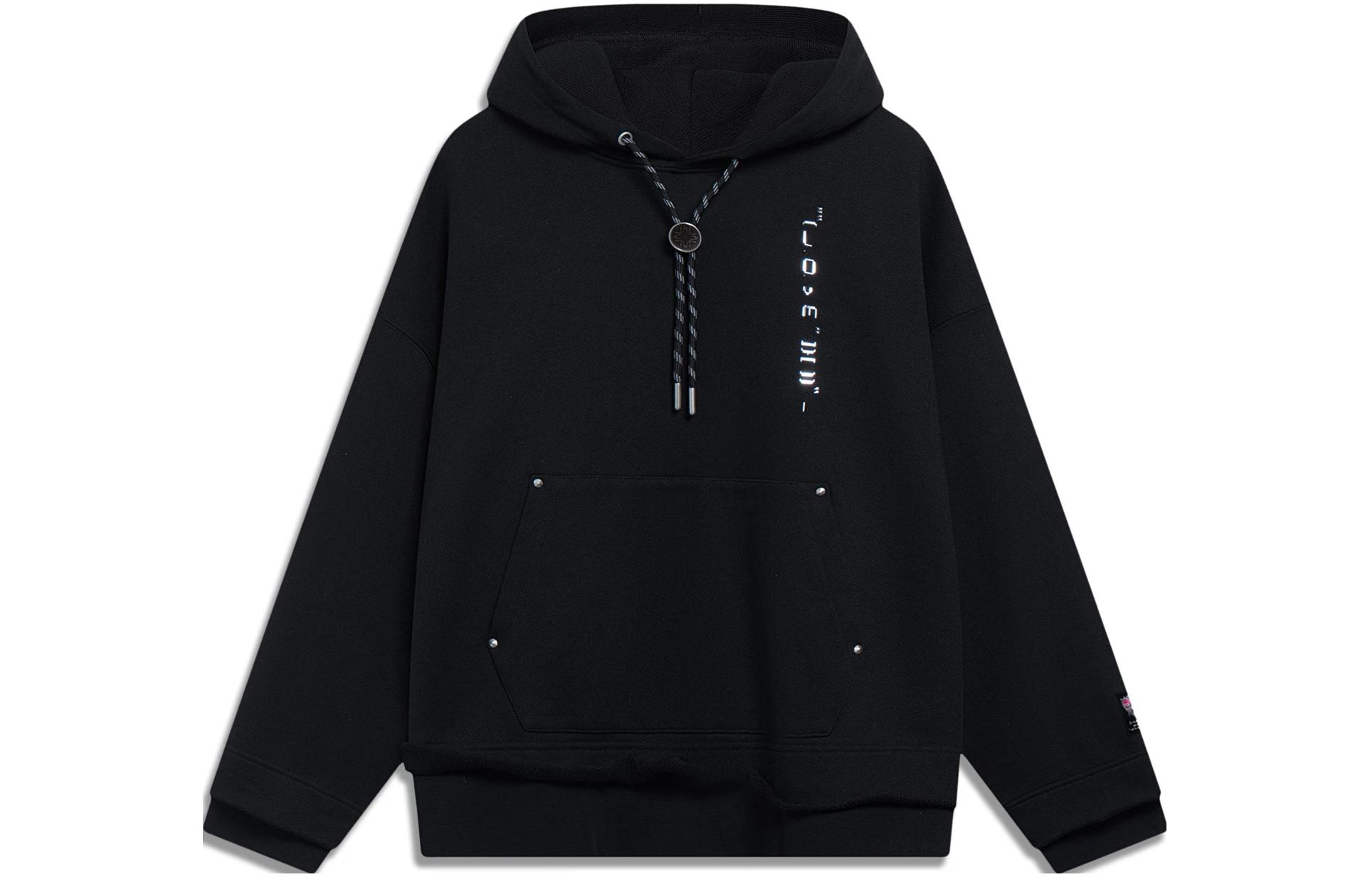 Li Ning Sweatshirts Unisex Black Hooded Moderate Regular AWDT245-2 M