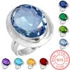 925 Sterling Silber Ring Damen Edelstein Handgefertigter Schmuck Verlobungsgeschenk Amethyst Saphir Topas Citrin Smaragd Granat Iolith Peridot Rubin Geburtsstein