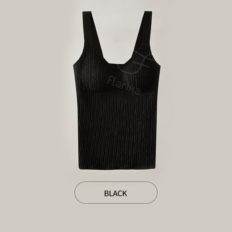 Flarixa Seamless Thermal Tank Top Women's Thermal Underwear Camisole With Cups Vest Warm Winter Clothing Comfort Thermo Lingerie