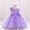 Toddler 3D Flower Girls Party Dresses Christmas Costume Red Wedding Ball Gown Tulle Bow 1st Birthday Princess Prom Girl Clothing