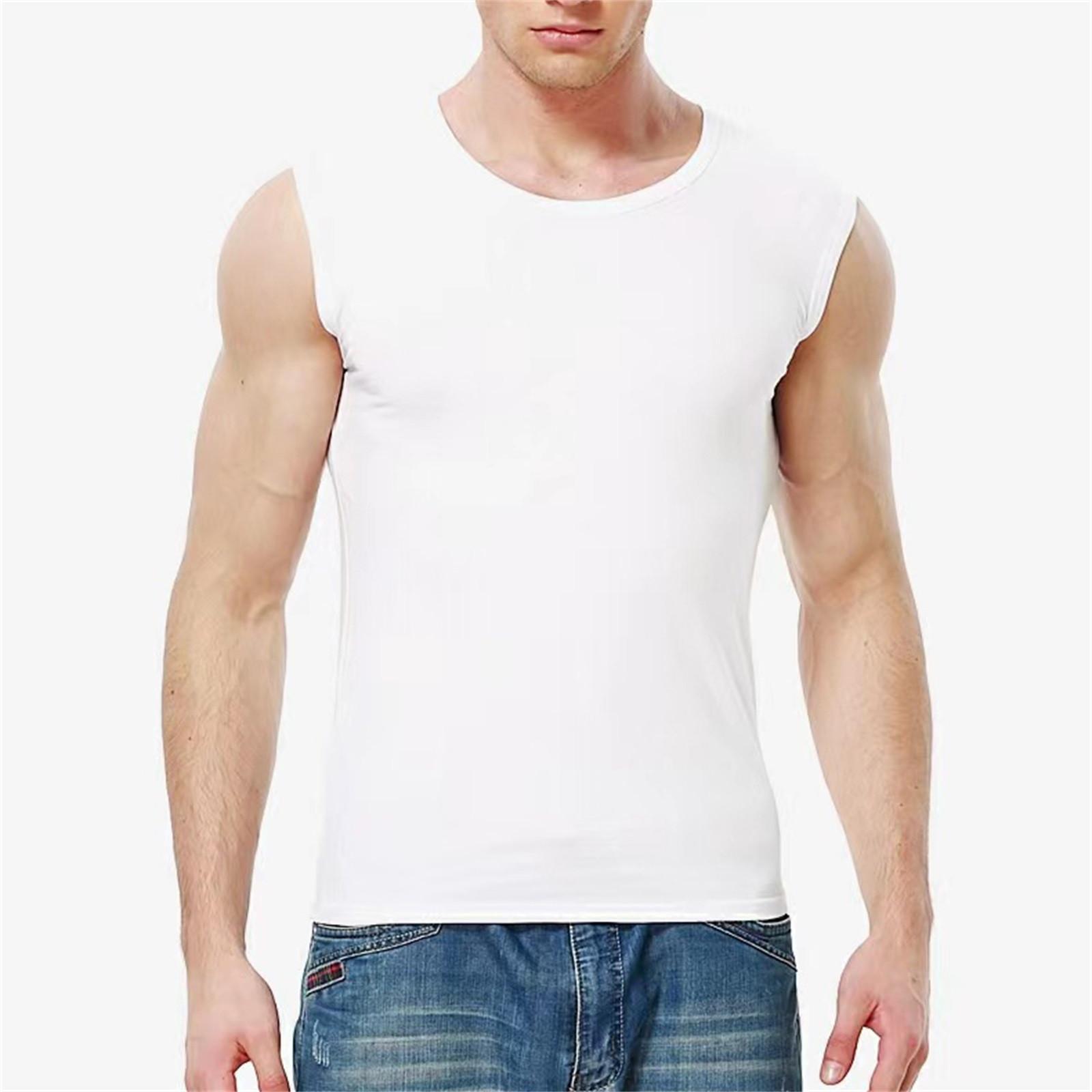 

Мужская футболка без рукавов Повседневная спортивная базовая легкая футболка с короткими рукавами Майка XL белый