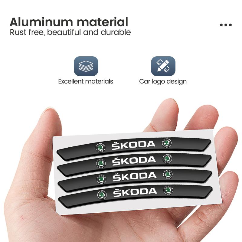 AAABO1 Car Wheel Hub Edge Sticker Emblem Decoration For Skoda Octavia Fabia Rapid Superb Kodiaq Scala Karoq Citigo Kamiq Accessories