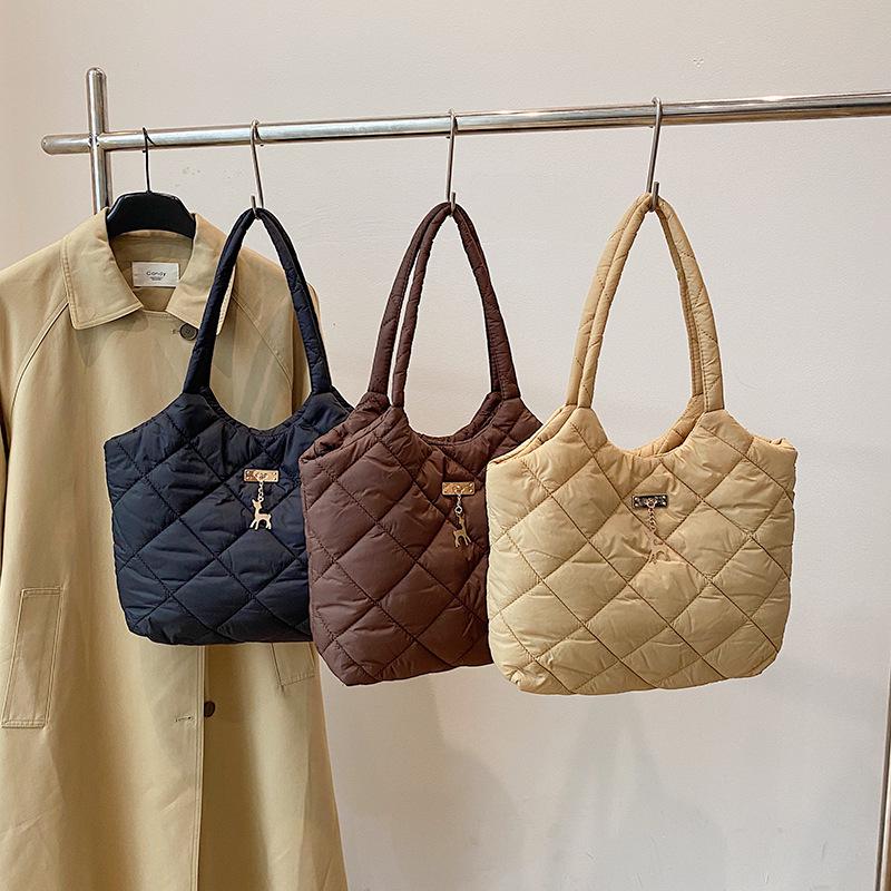 Bambi Tote: Winter 2025 Large Capacity Embroidered Quilted Handbag - Versatile Fashionable Shoulder Bag