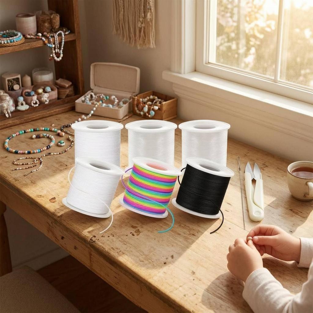 1mm Elastic Cord Kit Spools String Included Scissors Drawstring Threader