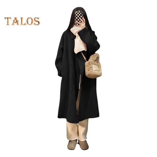 Kvinners ulljakke Langermet jakke med frontlommer Uformelt yttertøy kvinnelig overfrakk for høst og vinter daglig bruk