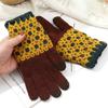 Flower Pattern Knitted Gloves For Women Girl Stylish Design Windproof Thick Warm Handwear for Cycling Skiing Daily Use