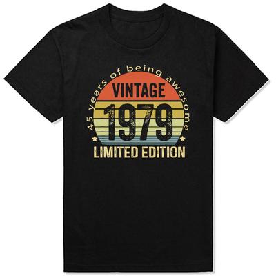 Vintage 1979 Limited Edition 45 Years Old 45th Birthday T Shirts Gifts Cotton Summer Tees Tops Men's Short Sleeve T-shirt