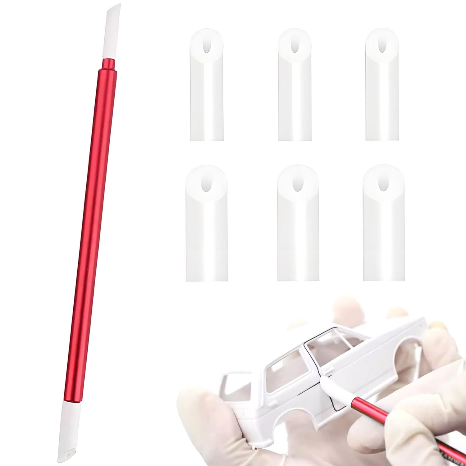 

Drawheart Metal Wiping Stick Portable and for Plastic Model Kits and Hobbies 7-Piece Set, Aluminum, Durable, (Red)