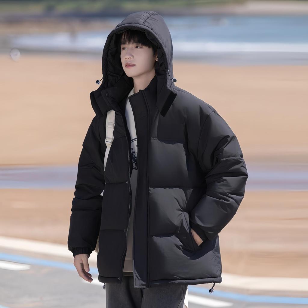 Cross-border E-commerce Fashion Couple's Short Down Jacket - White Duck Down, Windproof, Warm, Thick, Stand Collar, Winter Style