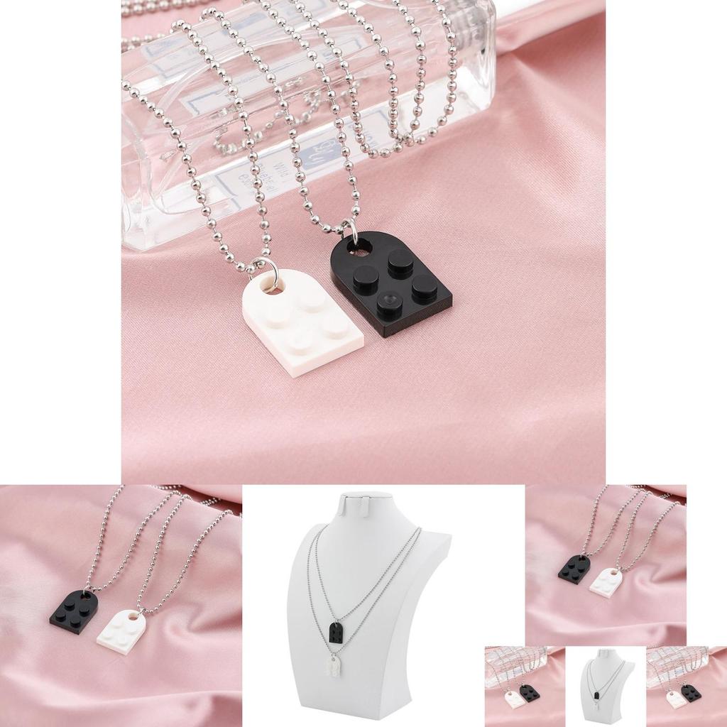 Creative Geometric Couple Necklace Set With Unique Black And White Design For Stylish Fashion Lovers