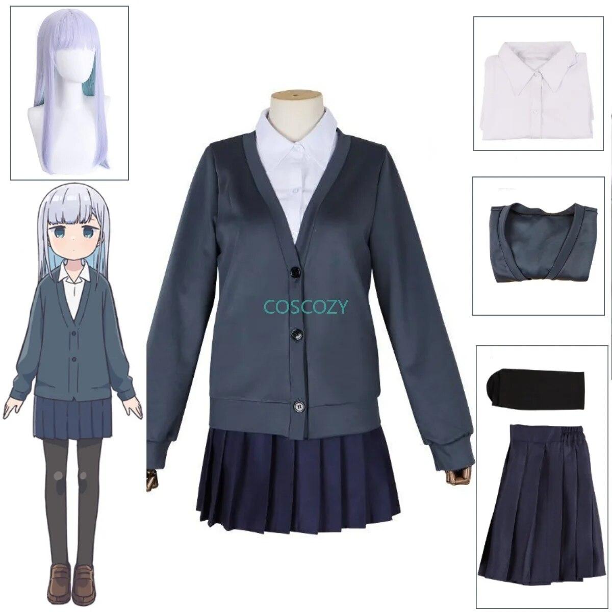

Aharen-san Wa Hakarenai Reina Aharen Cosplay Costume School Uniform Women Outfit Rok Blouse Suit Halloween Costume Wig Outfit Outfit XXXL-(Costume+Wig)