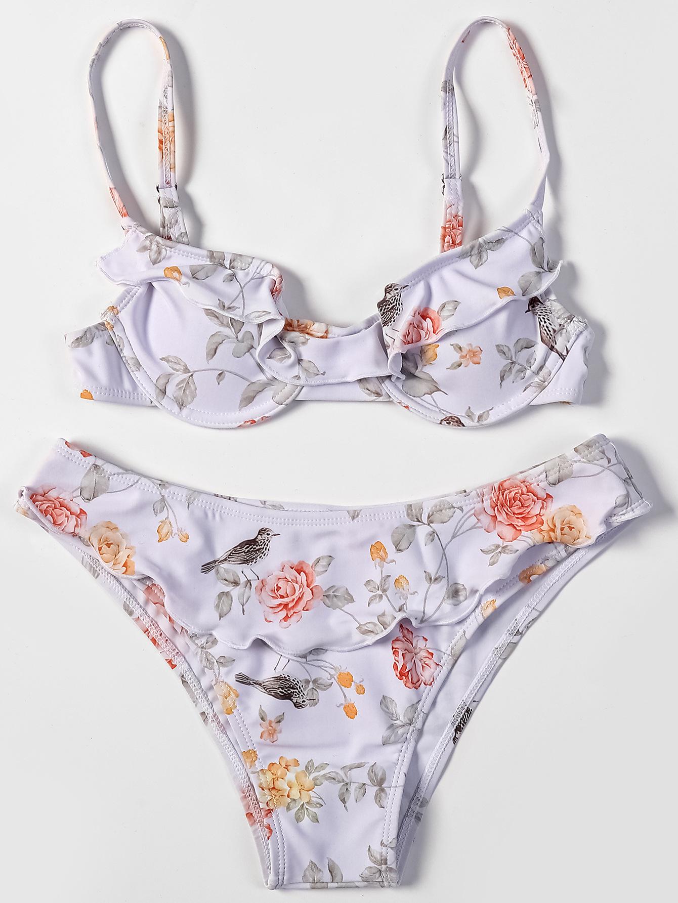 

2024 Женский европейский и американский купальник бикини с принтом и стальной поддержкой Small