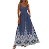 Ladies' floral print summer casual and fashionable sleeveless long dress