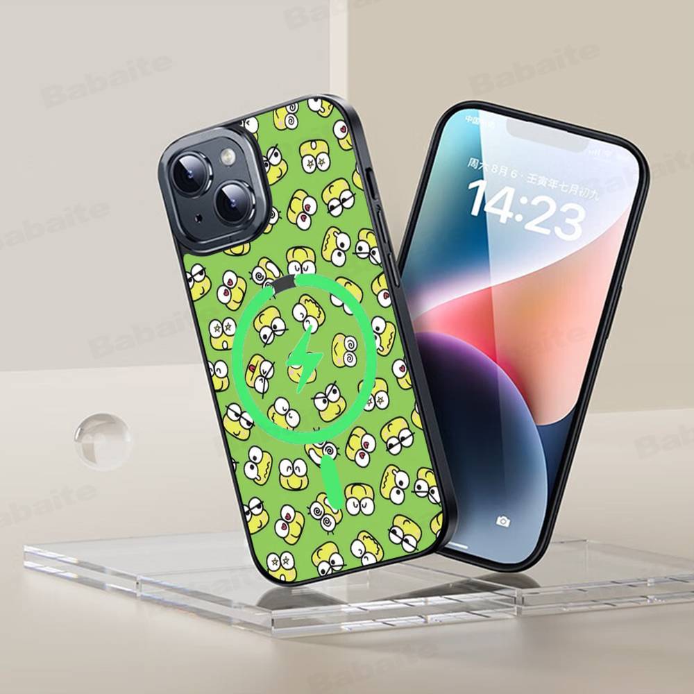 Cute Cartoon K-Keroppis Phone Case For IPhone 13 14 15 11 12 16 17 Pro Max Plus For Magsafe Magnetic Shell iPhone 15 plus