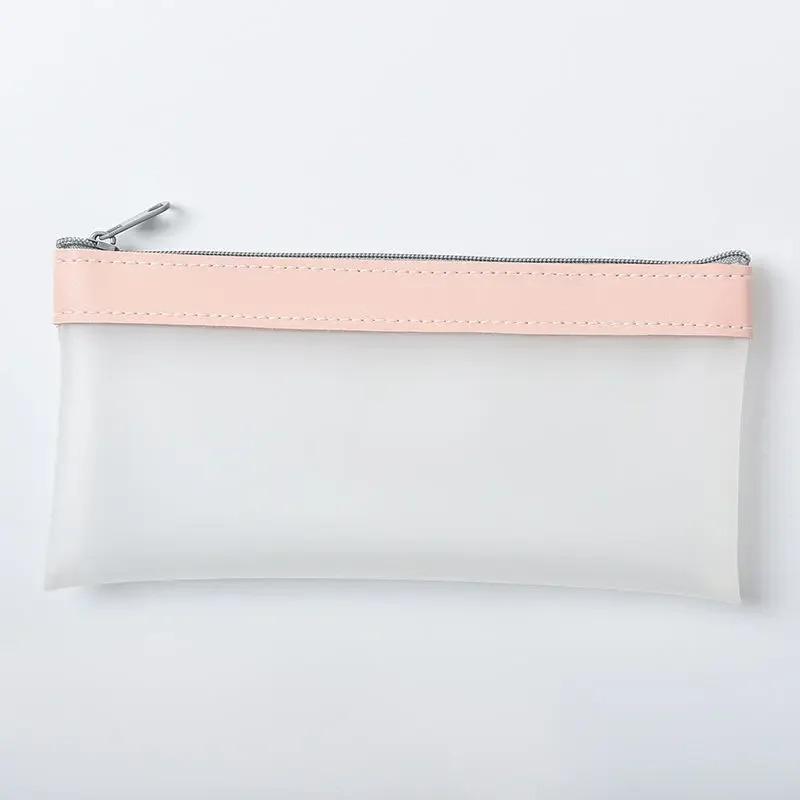 1pcs Transparent Frosted Cosmetic Bag Women Makeup Bag Travel Bathing Wash Pouch Toiletries Organizer Student Stationery Storage Bags