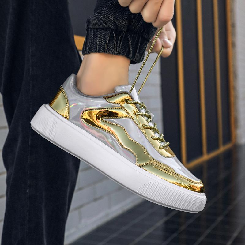 Outdoor Men's Sneakers Comfortable Leather Men's Platform Shoes Casual Lace-up Vulcanized Shoes Black White Walking Shoes