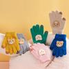 Children Winter Knitted Gloves Kids Full Finger Gloves with Cute Embroidered Bear