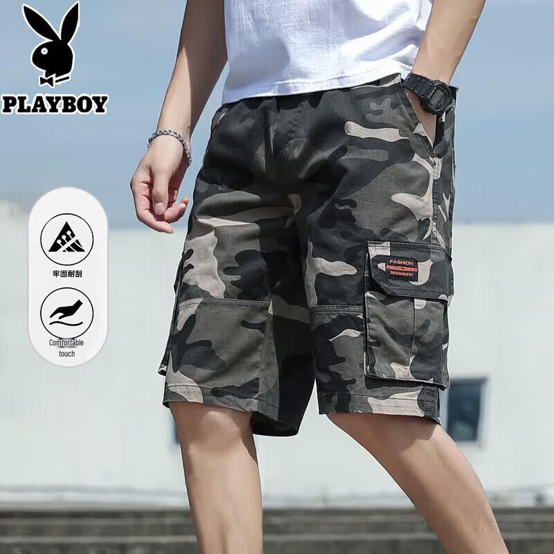 PLAYBOY Men s Summer Casual Multi-pocket Cargo Shorts 2XL