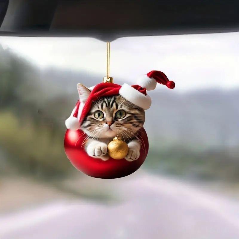Car Hanging Ornament Acrylic Cat Cartoon Design For Holiday Home And Auto Decoration
