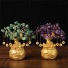 Árvore da sorte Riqueza Árvore de cristal amarelo Ornamentos de árvore de dinheiro natural Estilo Bonsai Riqueza Sorte Feng Shui Ornamentos Artesanato