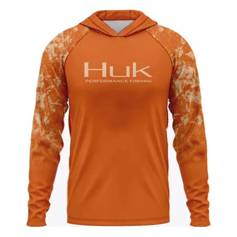 Mens UPF 50 Quick-Dry Hooded Fishing Shirt Breathable Sun Protection Long Sleeve Outdoor Sport Top