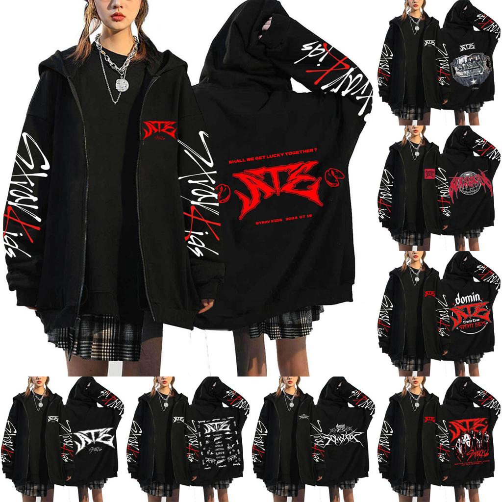 Women's Casual Fashion Printed Long Sleeve Zipper Hooded Sweatshirt