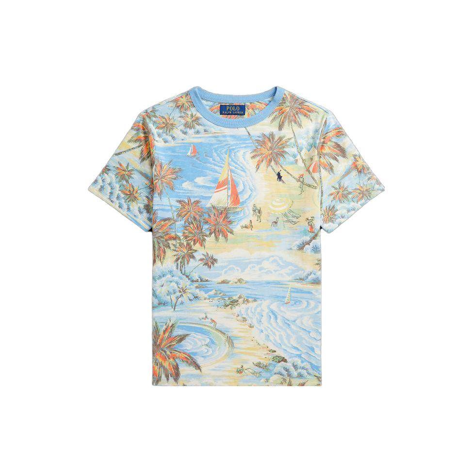 

Футболка Polo Ralph Lauren Ss23 с круглым вырезом, пуловер с принтом, короткий рукав, детские топы, синий CWPOTSHY8020535-999 S