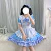 Dress Cosplay Anime Costume, Soft Girl, Cute, Blue and White Maid Outfit