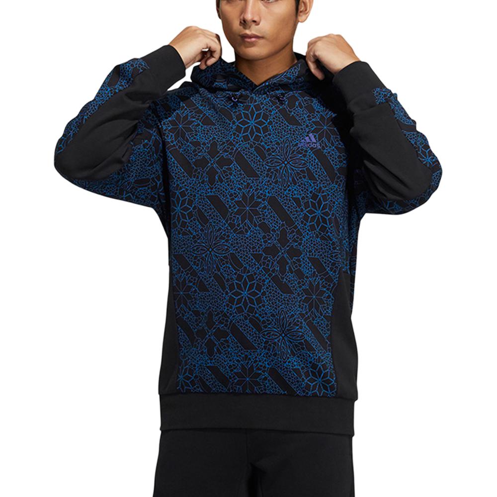 adidas Sudadera con capucha deportiva de estampado completo para hombre Azul marino HE2914