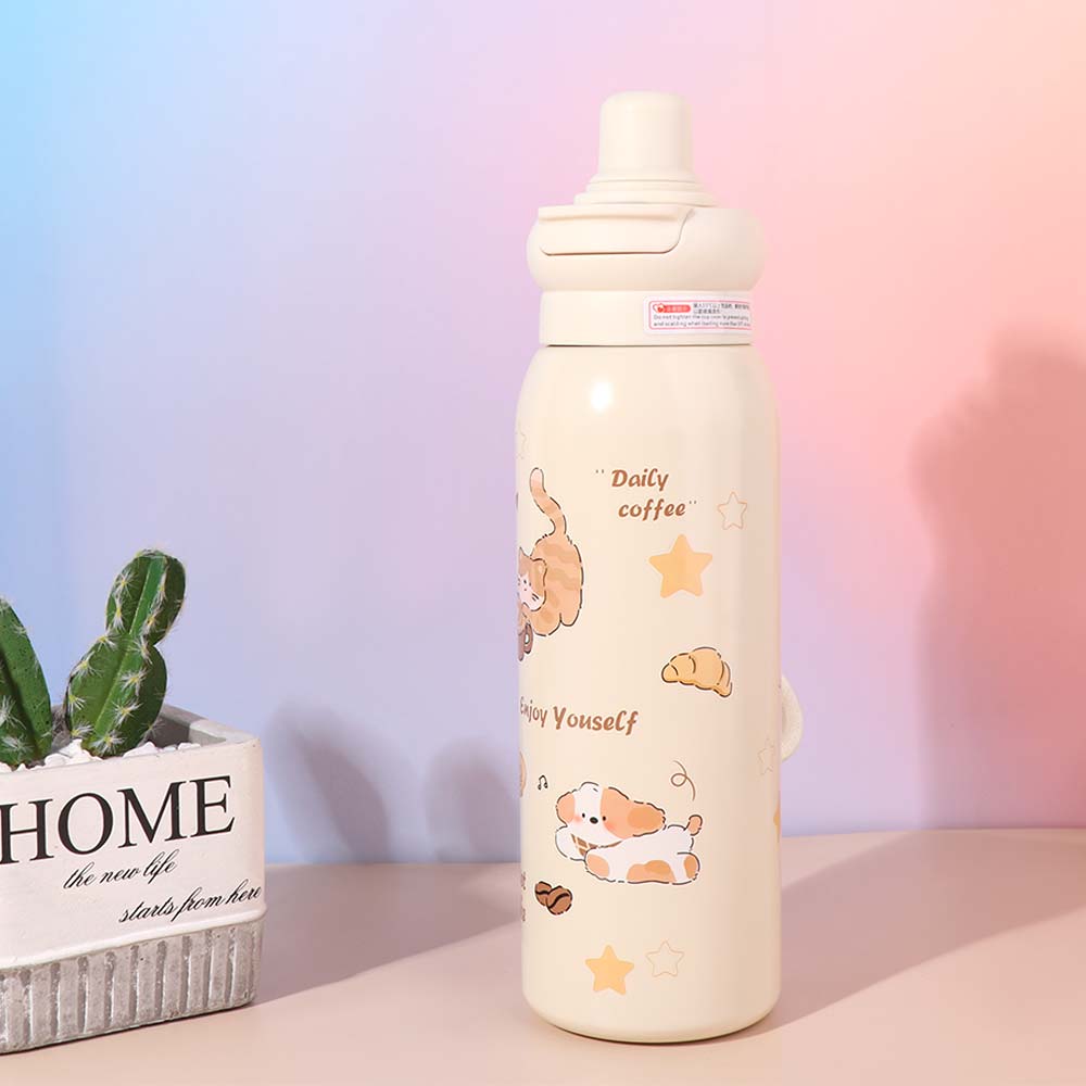 Small Mouth Cartoon Vacuum Cup Drinking Kettle Coffee Thermos Mug  New Year Gift