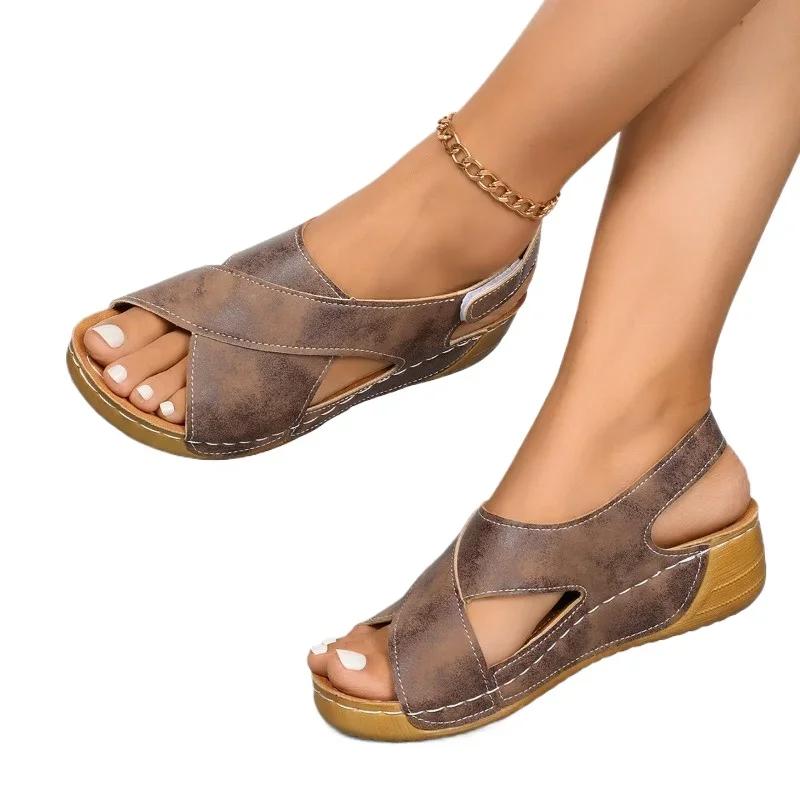 Fashion Ladies Shoes 2025 Summer Outdoor Casual Women's Sandals Open Toe Plus Size Daily Light Comfortable Beach Platform Wedge Sandals