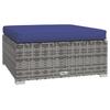 Garden Footstool with Cushion Gray 70x70x30 cm Poly Rattan