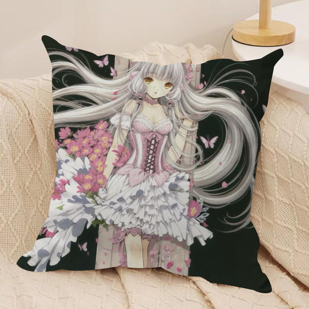 Classic Anime ChobitsS Cushion Cover Silky Short Plush Double-Sided Printed Pillow Case for Sofa All Seasons Home Decor Gift