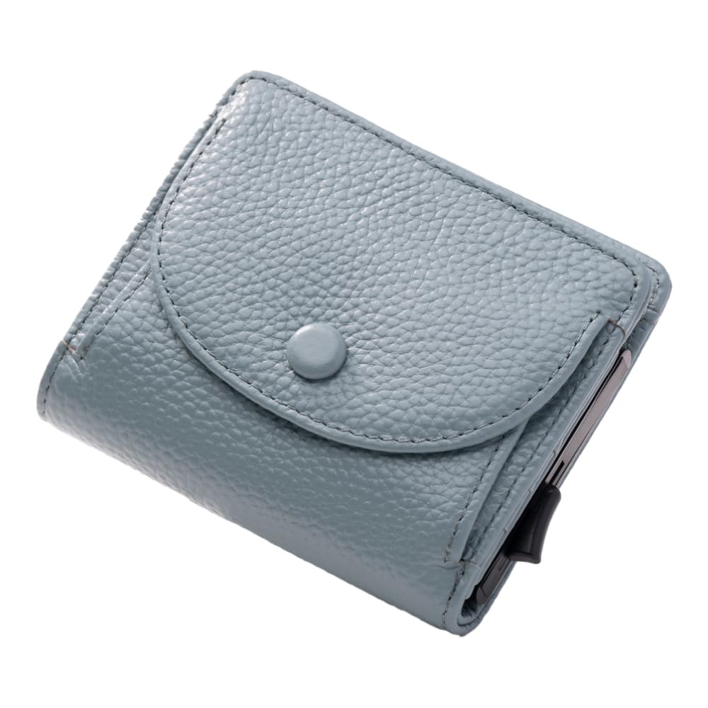 

Cowhide Leather Mini Wallet with Card Slots and Coin Blue [GlovesDEPO] Women s Bi-fold Purse, синій