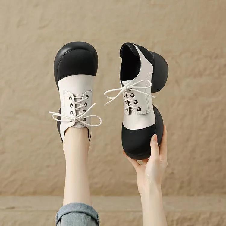 Fashion Women's Lolita Shoes 2025 Autumn British Style Punk Platform Oxford Shoes Slip-on Loafers Heels Women Black Small Leather Shoes