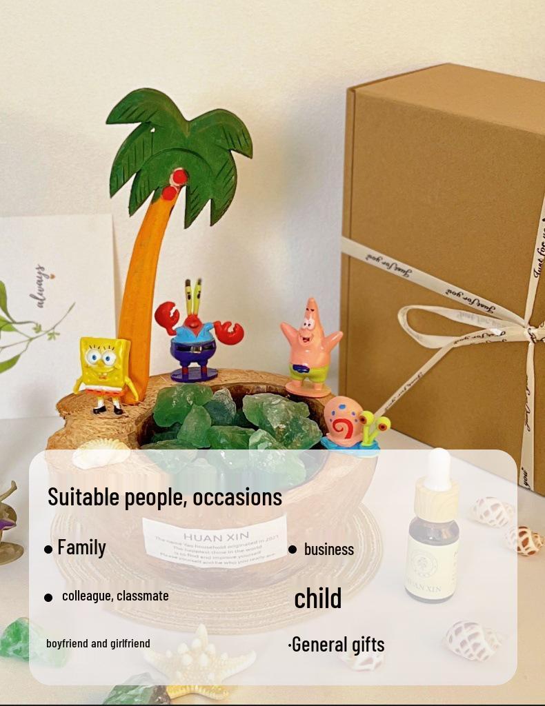 Coconut Tree Aroma Crystal Stone Gift Box - High-End Fragrance Diffuser Ornament for Birthdays